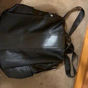 Black nylon anti theft backpack